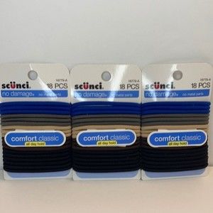 Scunci No Damage No Metal Hair Ties Elastics Ponytail Holders Blue Brown